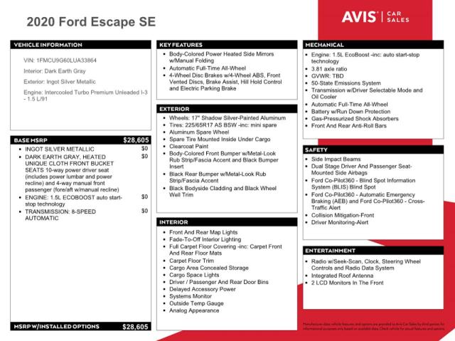 Photo 13 from auction – 2020 FORD ESCAPE SE with VIN 1FMCU9G60LUA33864