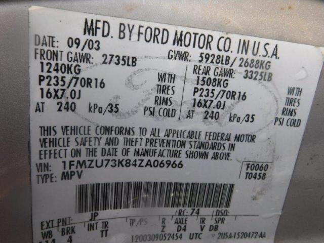 Photo 9 from auction – 2004 FORD EXPLORER X with VIN 1FMZU73K84ZA06966