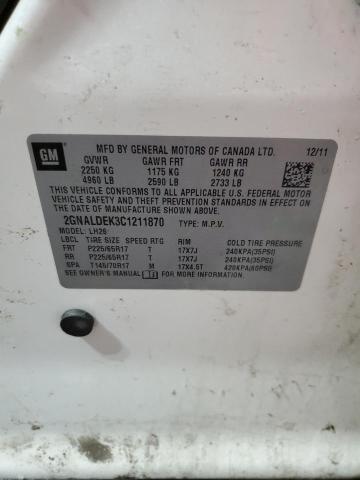 Photo 14 from auction – 2012 CHEVROLET EQUINOX LT with VIN 2GNALDEK3C1211870