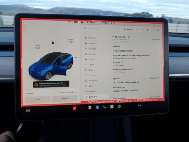 Photo 9 from auction – 2021 TESLA MODEL Y with VIN 5YJYGDEE2MF296284