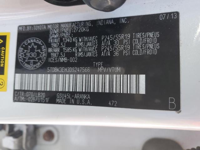 Photo 14 from auction – 2013 TOYOTA HIGHLANDER with VIN 5TDBK3EH3DS247566