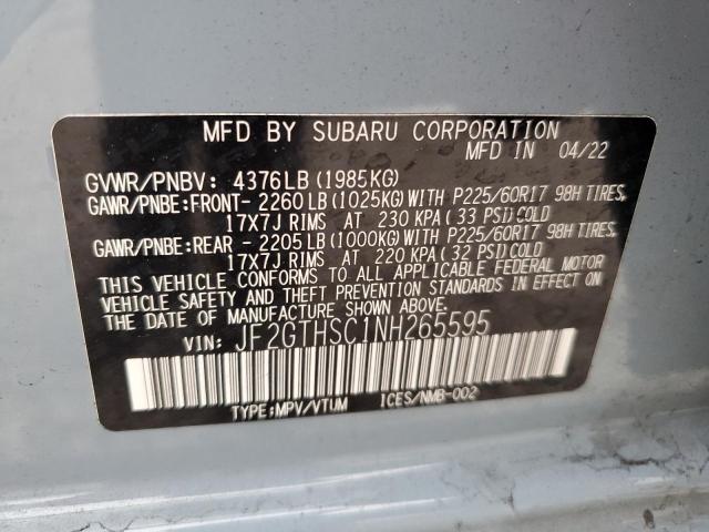 Photo 14 from auction – 2022 SUBARU CROSSTREK with VIN JF2GTHSC1NH265595