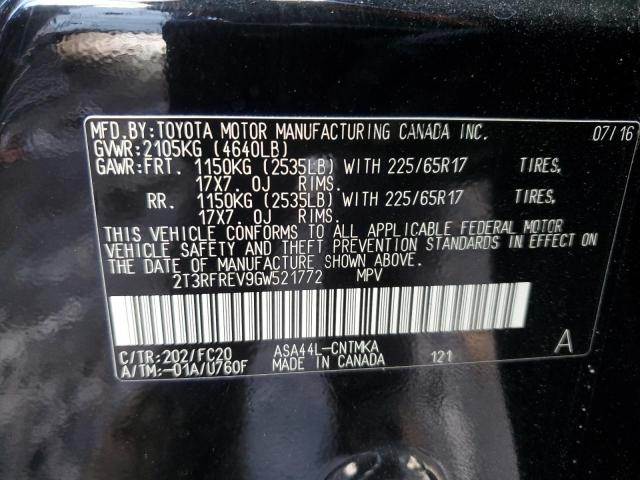 Photo 14 from auction – 2016 TOYOTA RAV4 XLE with VIN 2T3RFREV9GW521772