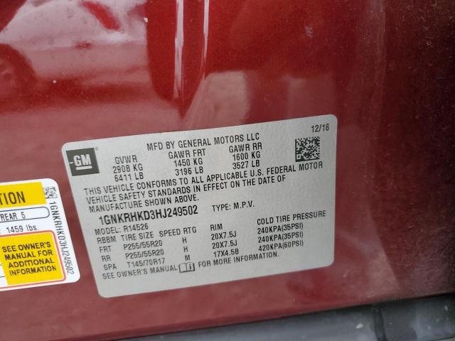 Photo 14 from auction – 2017 CHEVROLET TRAVERSE L with VIN 1GNKRHKD3HJ249502