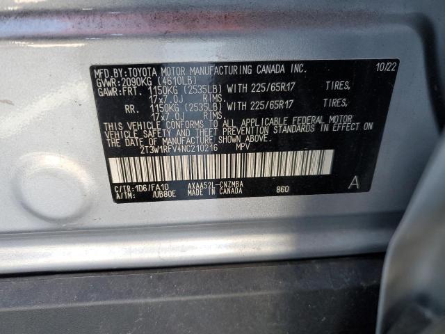 Photo 14 from auction – 2022 TOYOTA RAV4 XLE with VIN 2T3W1RFV4NC210216