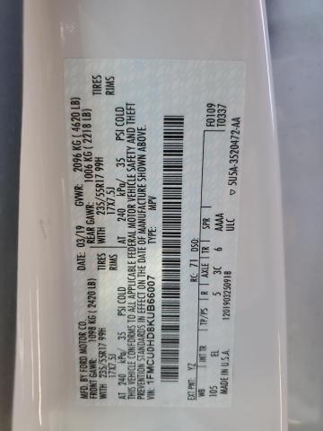 Photo 14 from auction – 2019 FORD ESCAPE SEL with VIN 1FMCU0HD8KUB66007