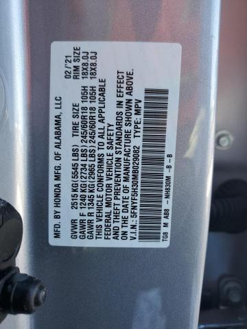 Photo 14 from auction – 2021 HONDA PILOT EX with VIN 5FNYF5H30MB029082
