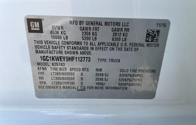 Photo 10 from auction – 2017 CHEVROLET SILVERADO with VIN 1GC1KWEY9HF112773