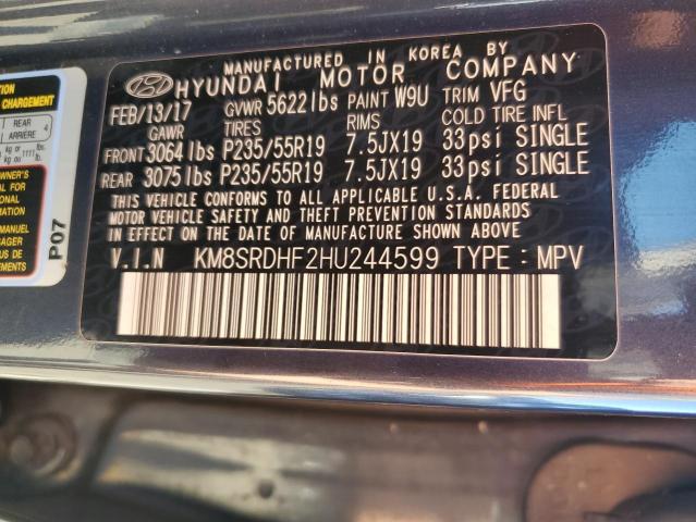 Photo 14 from auction – 2017 HYUNDAI SANTA FE S with VIN KM8SRDHF2HU244599