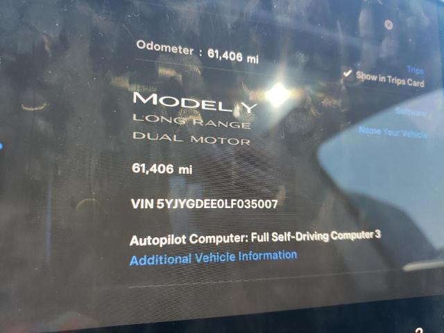 Photo 9 from auction – 2020 TESLA MODEL Y with VIN 5YJYGDEE0LF035007