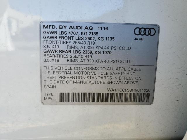 Photo 14 from auction – 2017 AUDI Q3 PREMIUM with VIN WA1HCCFS8HR011026