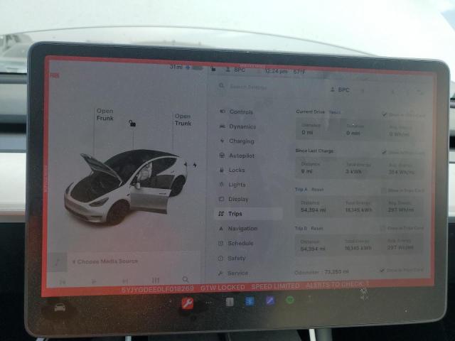 Photo 9 from auction – 2020 TESLA MODEL Y with VIN 5YJYGDEE0LF018269