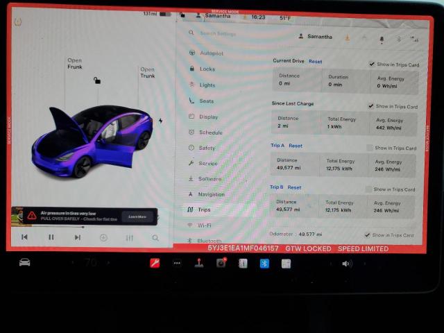 Photo 9 from auction – 2021 TESLA MODEL 3 with VIN 5YJ3E1EA1MF046157