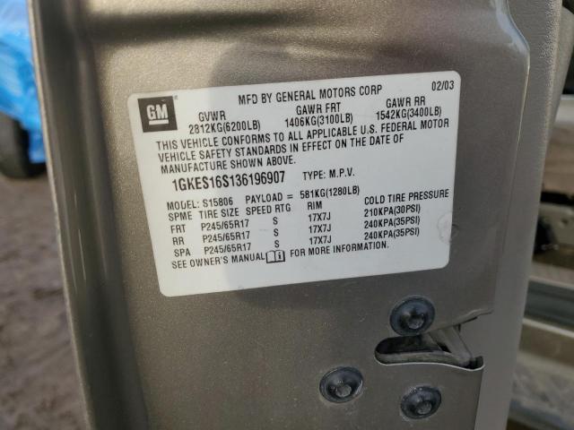 Photo 14 from auction – 2003 GMC ENVOY XL with VIN 1GKES16S136196907