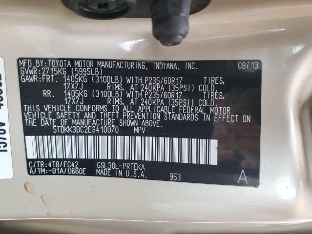Photo 14 from auction – 2014 TOYOTA SIENNA LE with VIN 5TDKK3DC2ES410070