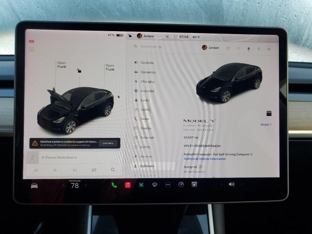Photo 9 from auction – 2021 TESLA MODEL Y with VIN 5YJYGDEE4MF094241
