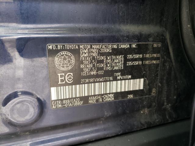Photo 14 from auction – 2019 TOYOTA RAV4 XLE with VIN 2T3R1RFVXKW077016