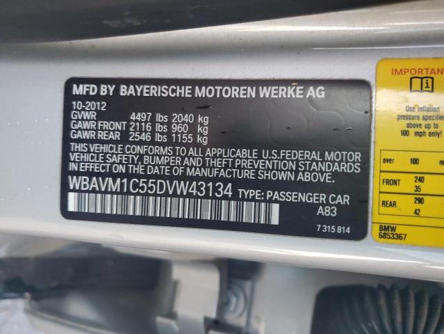 Photo 14 from auction – 2013 BMW X1 SDRIVE2 with VIN WBAVM1C55DVW43134
