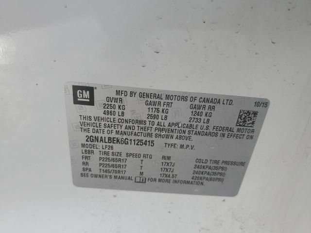 Photo 14 from auction – 2016 CHEVROLET EQUINOX LS with VIN 2GNALBEK6G1125415