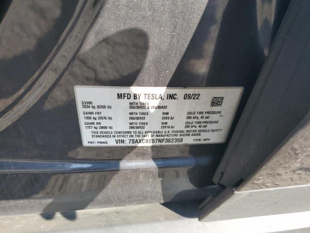 Photo 14 from auction – 2022 TESLA MODEL X with VIN 7SAXCBE57NF362358