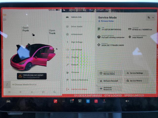 Photo 9 from auction – 2021 TESLA MODEL 3 with VIN 5YJ3E1EA3MF988582