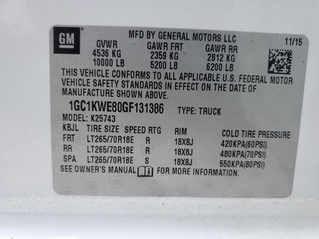 Photo 14 from auction – 2016 CHEVROLET SILVERADO with VIN 1GC1KWE80GF131386