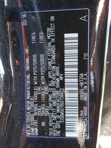 Photo 14 from auction – 2016 TOYOTA SEQUOIA PL with VIN 5TDDW5G19GS138672