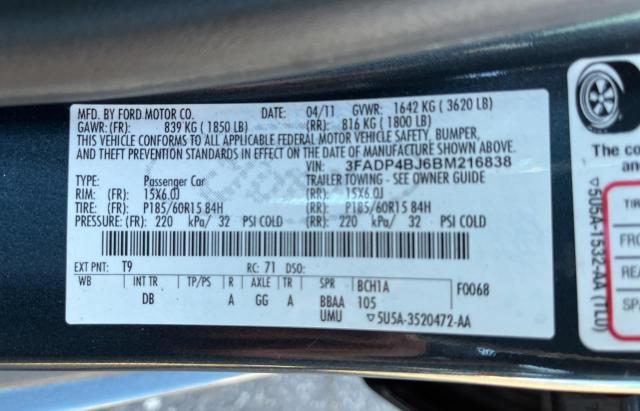 Photo 10 from auction – 2011 FORD FIESTA SE with VIN 3FADP4BJ6BM216838