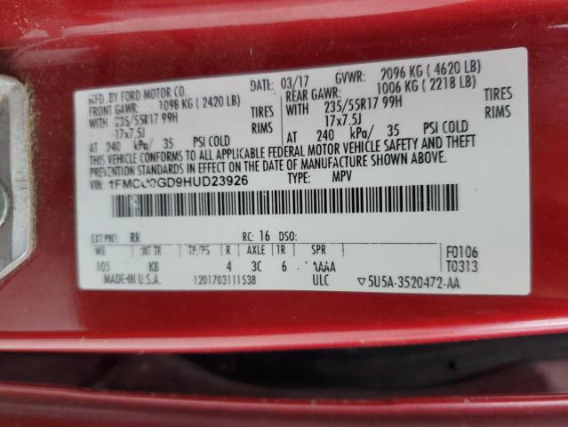 Photo 14 from auction – 2017 FORD ESCAPE SE with VIN 1FMCU0GD9HUD23926
