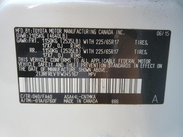 Photo 14 from auction – 2015 TOYOTA RAV4 XLE with VIN 2T3RFREV1FW345167