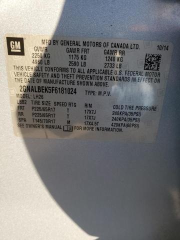 Photo 14 from auction – 2015 CHEVROLET EQUINOX LT with VIN 2GNALBEK5F6181024