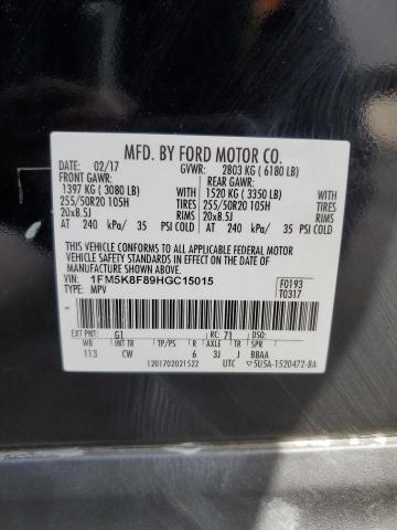 Photo 14 from auction – 2017 FORD EXPLORER L with VIN 1FM5K8F89HGC15015