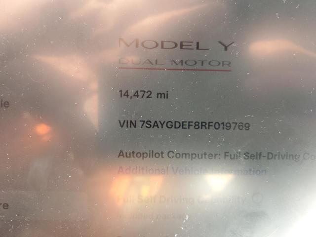 Photo 9 from auction – 2024 TESLA MODEL Y with VIN 7SAYGDEF8RF019769