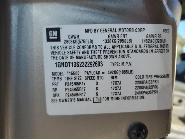 Photo 14 from auction – 2003 CHEVROLET TRAILBLAZE with VIN 1GNDT13S232292603