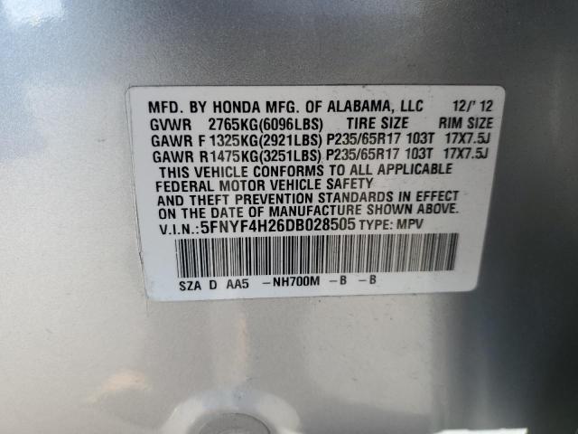 Photo 14 from auction – 2013 HONDA PILOT LX with VIN 5FNYF4H26DB028505