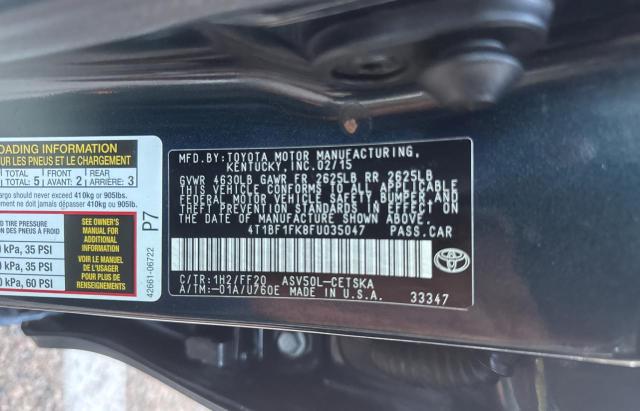 Photo 10 from auction – 2015 TOYOTA CAMRY LE with VIN 4T1BF1FK8FU035047