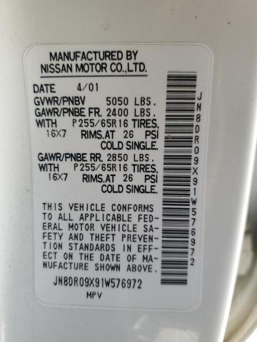Photo 14 from auction – 2001 NISSAN PATHFINDER with VIN JN8DR09X91W576972