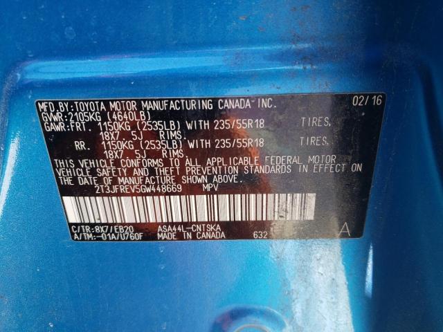 Photo 14 from auction – 2016 TOYOTA RAV4 SE with VIN 2T3JFREV5GW448669