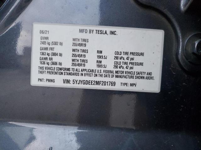 Photo 14 from auction – 2021 TESLA MODEL Y with VIN 5YJYGDEE2MF201769