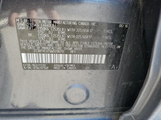 Photo 14 from auction – 2016 TOYOTA RAV4 XLE with VIN 2T3RFREV7GW509670