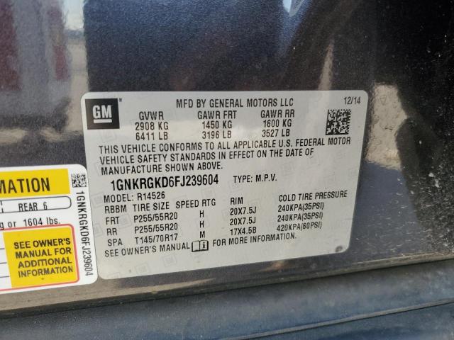 Photo 14 from auction – 2015 CHEVROLET TRAVERSE L with VIN 1GNKRGKD6FJ239604