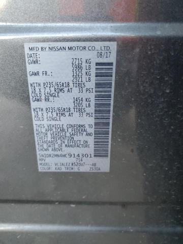 Photo 14 from auction – 2017 NISSAN PATHFINDER with VIN 5N1DR2MN4HC914301