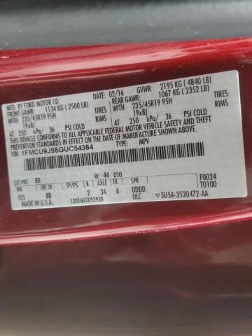 Photo 14 from auction – 2016 FORD ESCAPE TIT with VIN 1FMCU9J95GUC54384
