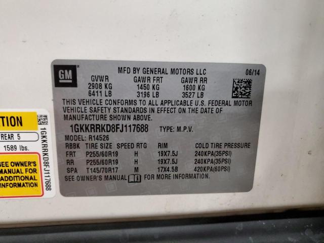 Photo 14 from auction – 2015 GMC ACADIA SLT with VIN 1GKKRRKD8FJ117688