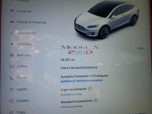 Photo 9 from auction – 2016 TESLA MODEL X with VIN 5YJXCAE41GF005453