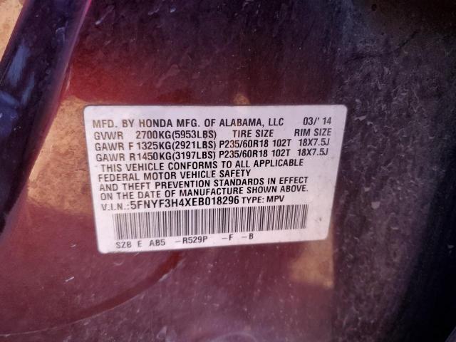 Photo 14 from auction – 2014 HONDA PILOT EX with VIN 5FNYF3H4XEB018296