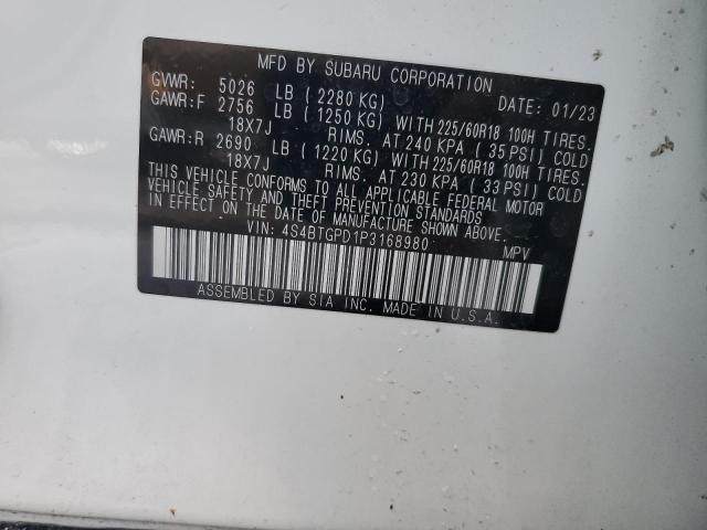 Photo 14 from auction – 2023 SUBARU OUTBACK TO with VIN 4S4BTGPD1P3168980