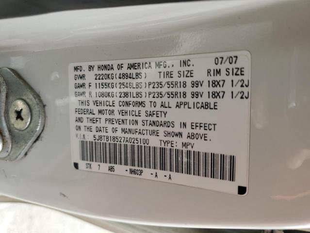 Photo 14 from auction – 2007 ACURA RDX TECHNO with VIN 5J8TB18527A025100