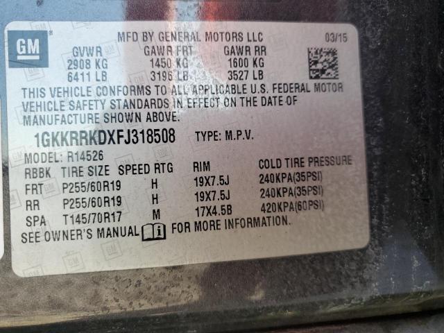 Photo 14 from auction – 2015 GMC ACADIA SLT with VIN 1GKKRRKDXFJ318508