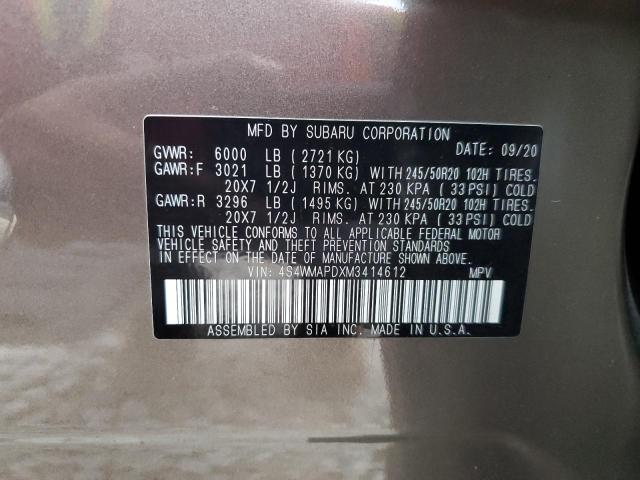 Photo 14 from auction – 2021 SUBARU ASCENT LIM with VIN 4S4WMAPDXM3414612